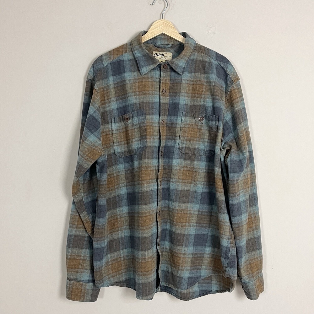 Orton Brothers Flannel Mens XXL Plaid Long Sleeve Button Up Shirt Chore Hiking